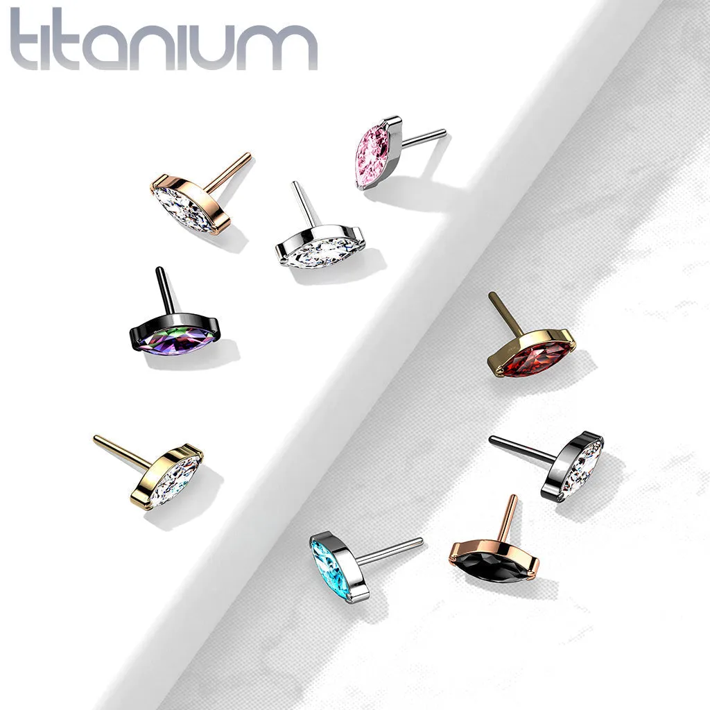 Implant Grade Titanium Black PVD Threadless Push In Labret VM Marquise CZ Stud