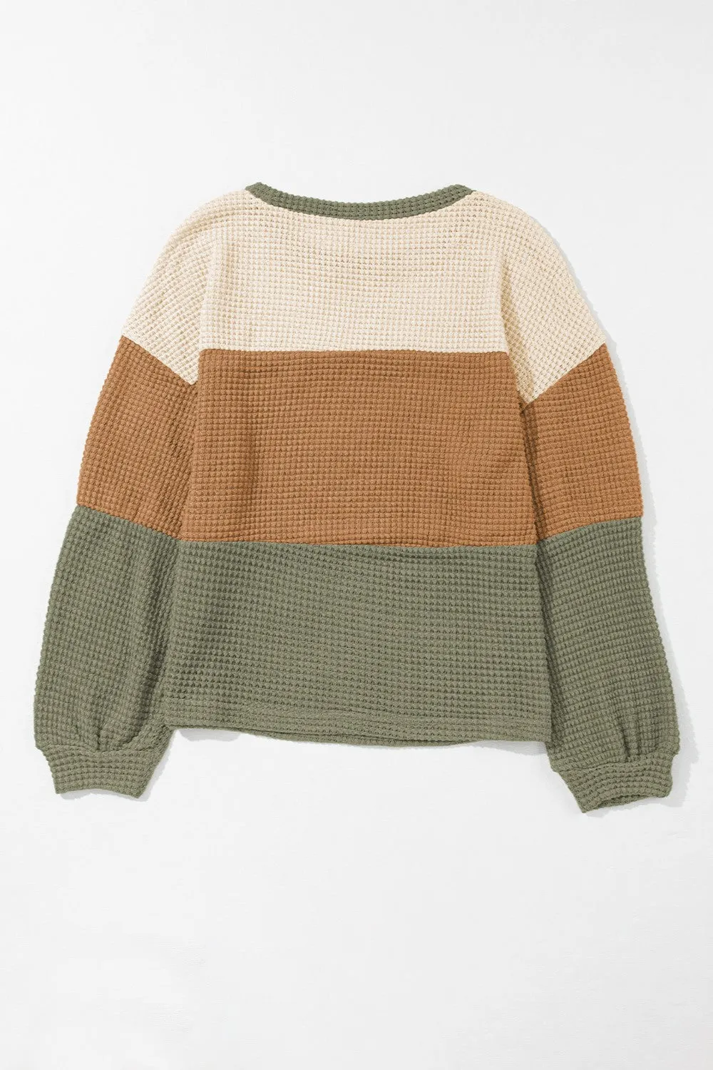 Josie Waffle-Knit Color Block Blouse