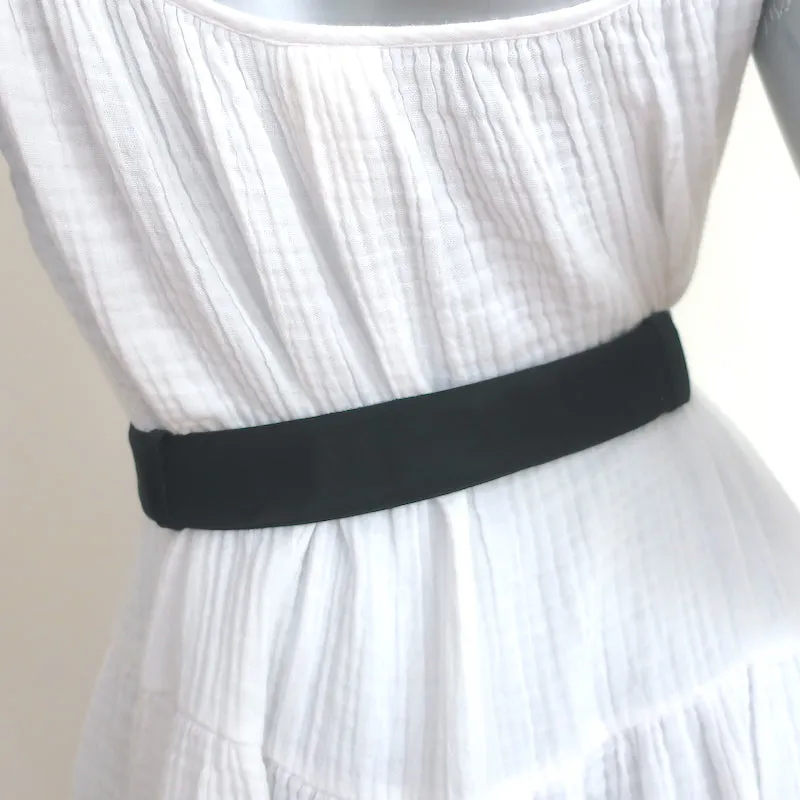 Judith Leiber Crystal Buckle Waist Belt Black Satin One Size