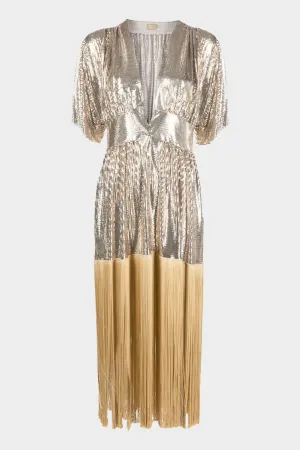 Kaftan Mesh Dress in Light Gold