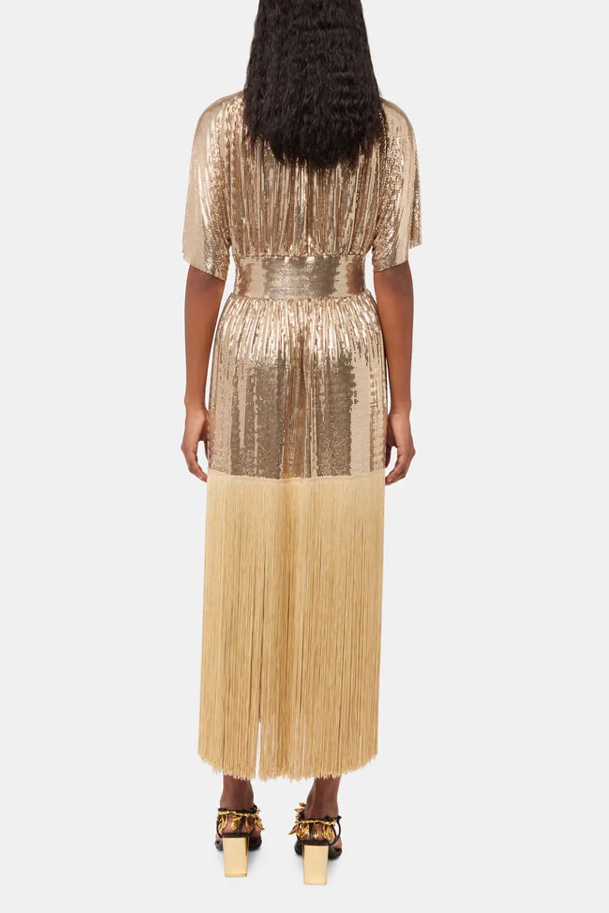 Kaftan Mesh Dress in Light Gold