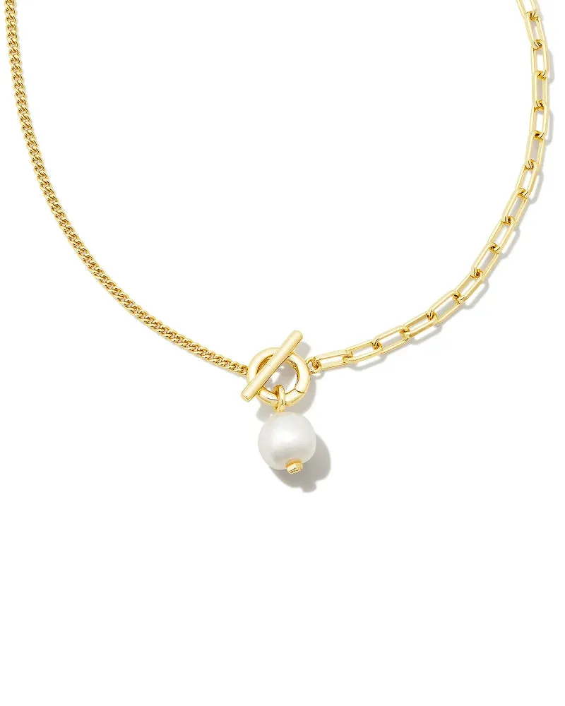 Kendra Scott Leighton Pearl Chain Gold Necklace