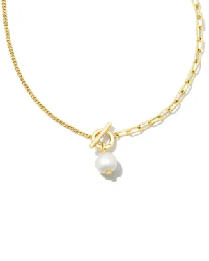 Kendra Scott Leighton Pearl Chain Gold Necklace