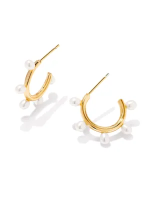 Kendra Scott Leighton Pearl Huggie - Gold & White Pearl