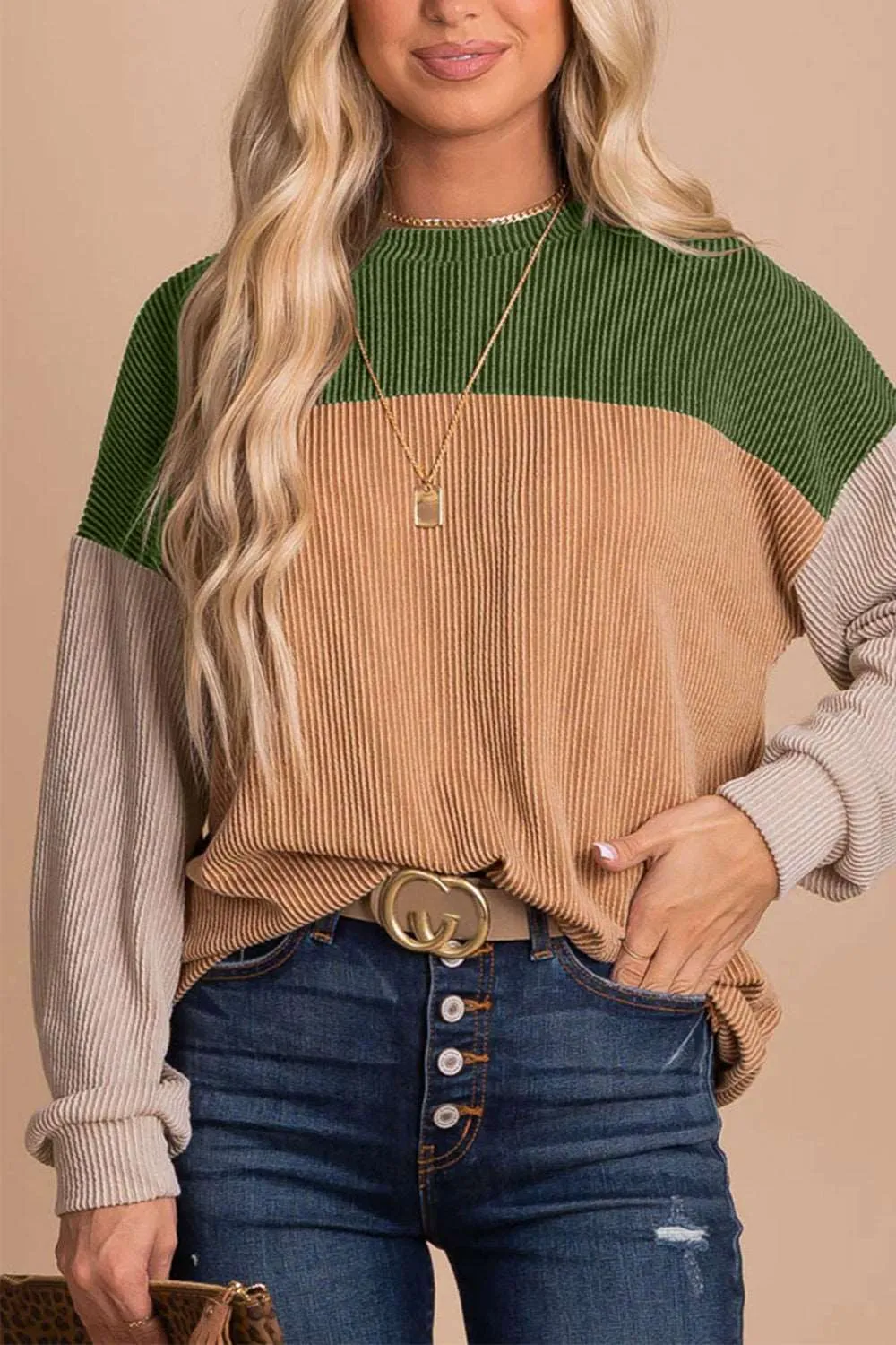 KHD Color Block Dropped Shoulder T-Shirt
