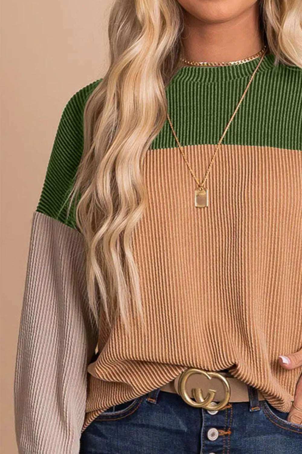 KHD Color Block Dropped Shoulder T-Shirt