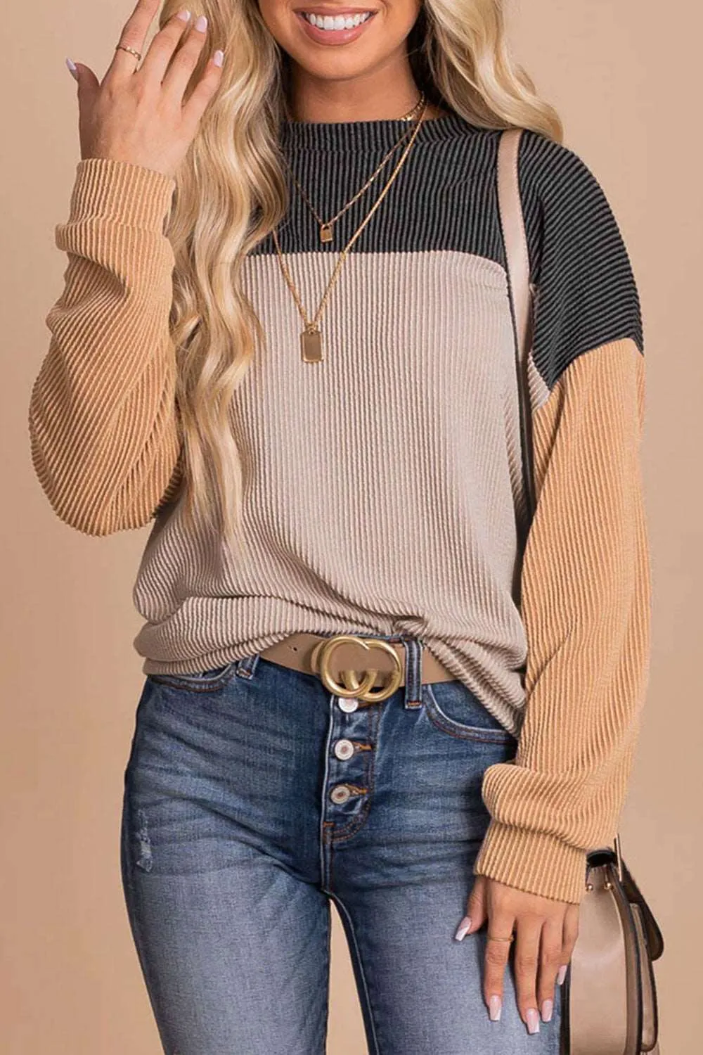 KHD Color Block Dropped Shoulder T-Shirt