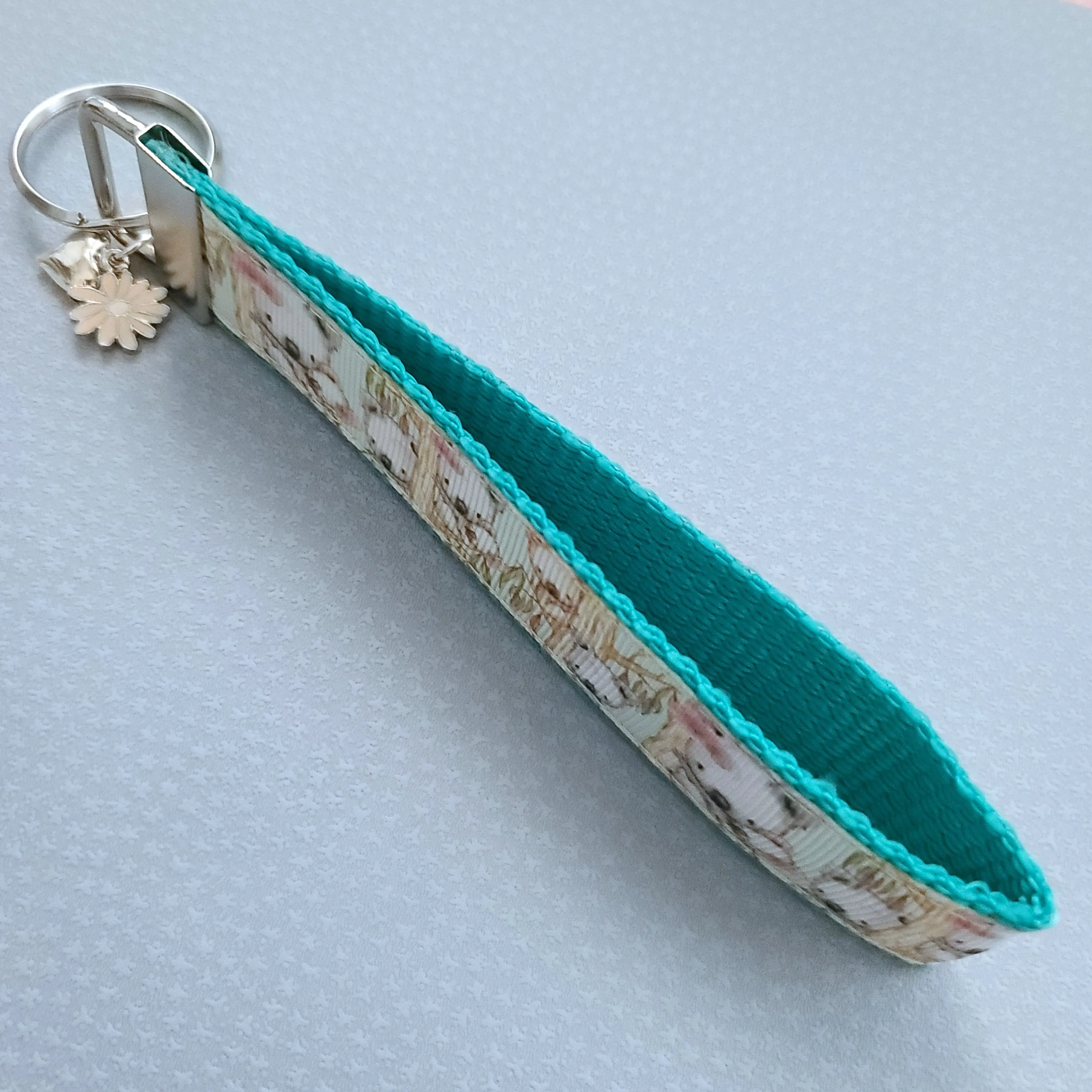 Koala Bears on Watercolor Bamboo Rose Gold Key Chain Fob with Rose Charm