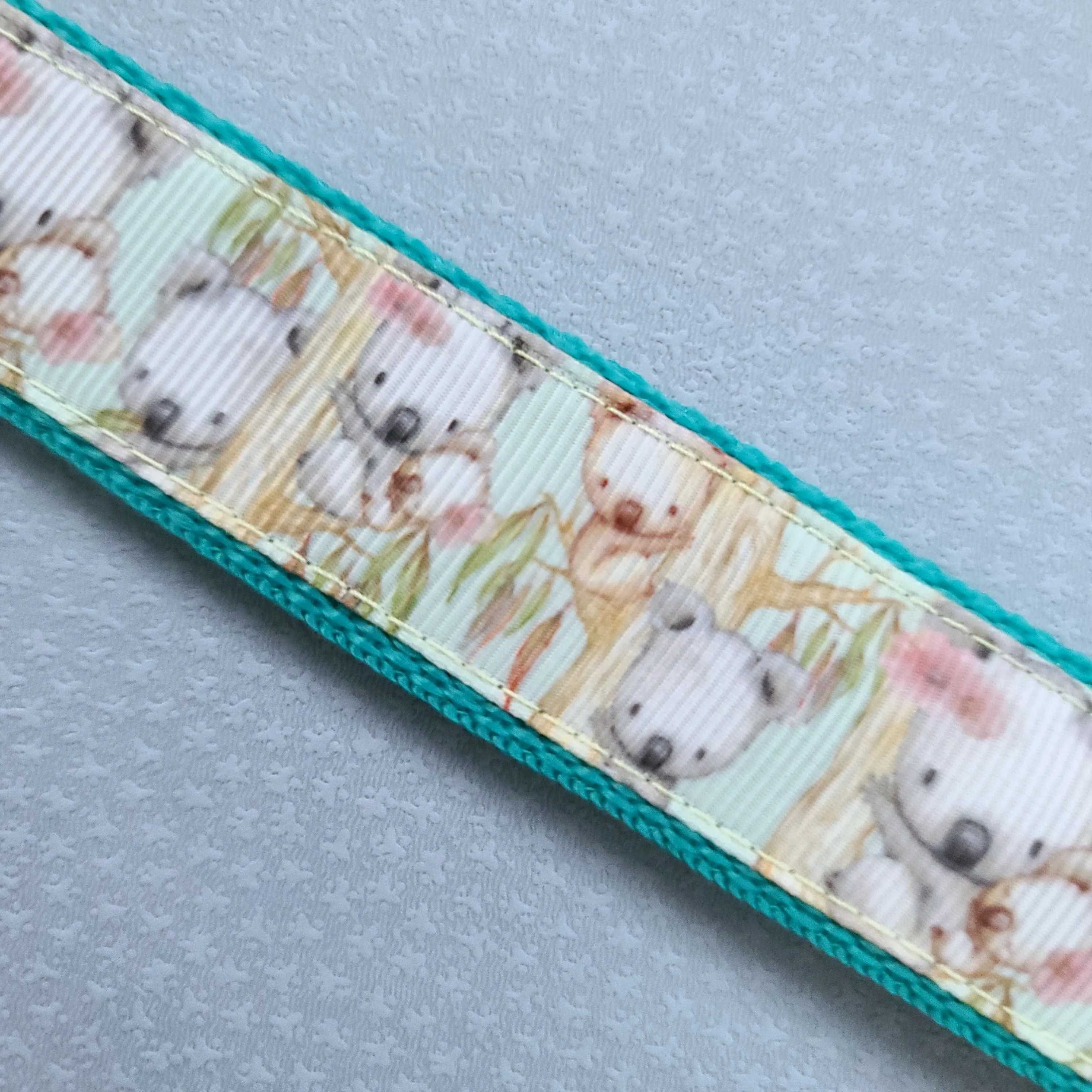 Koala Bears on Watercolor Bamboo Rose Gold Key Chain Fob with Rose Charm