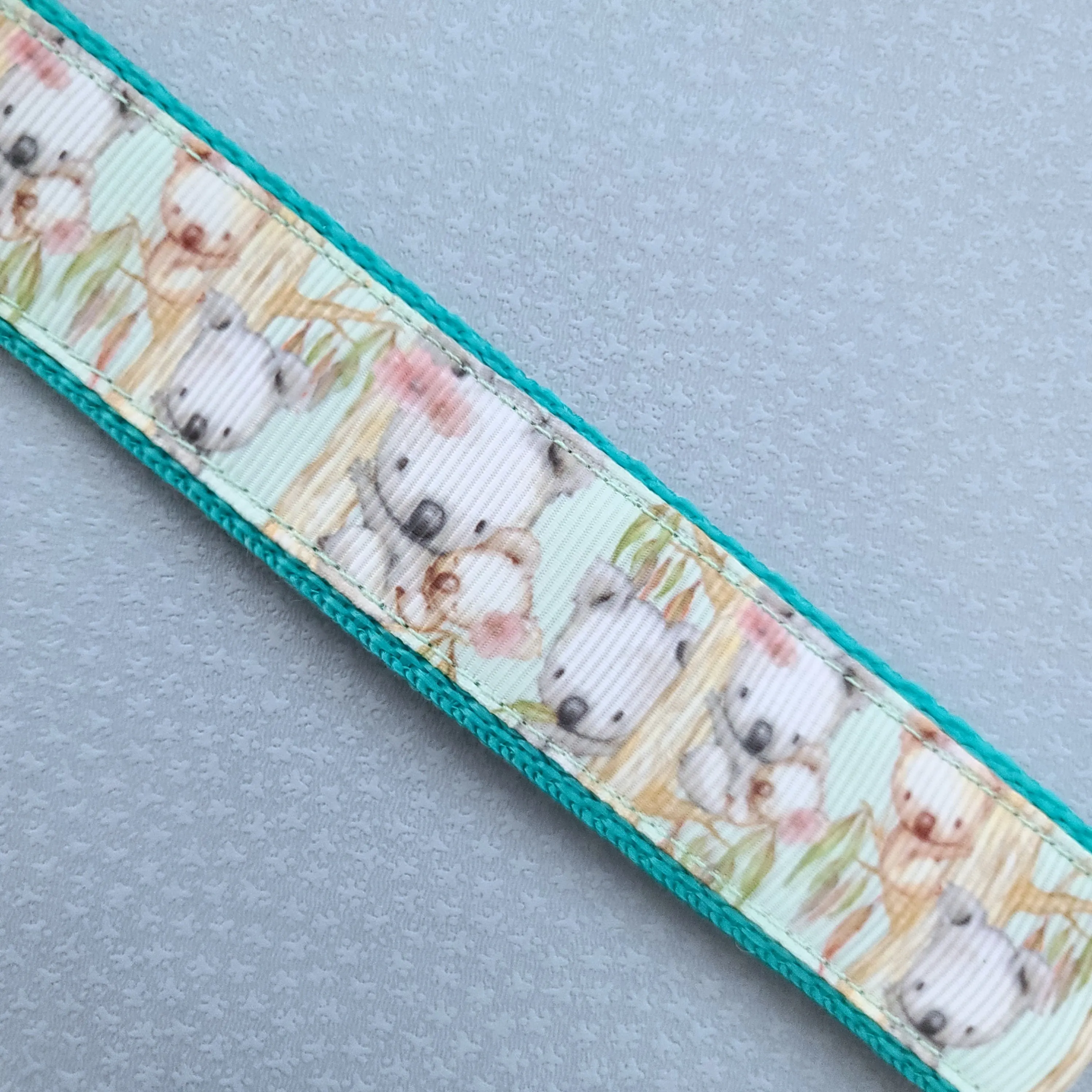 Koala Bears on Watercolor Bamboo Rose Gold Key Chain Fob with Rose Charm