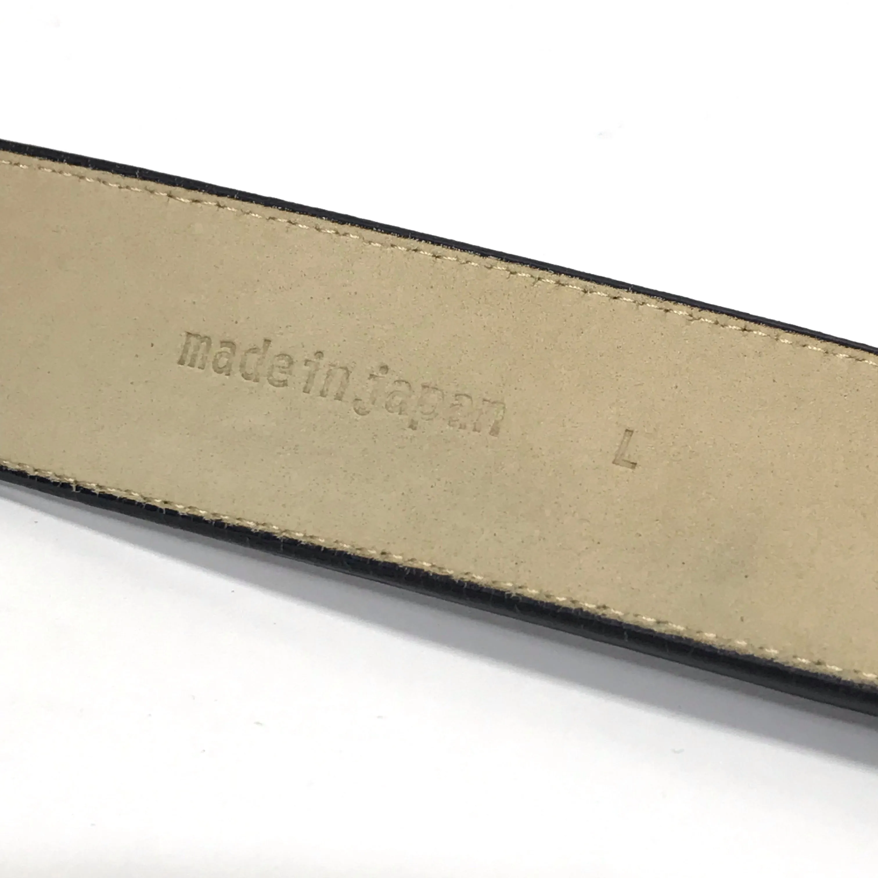 [L] A Bathing Ape Bape Nested Logo Plaid Leather Belt Black