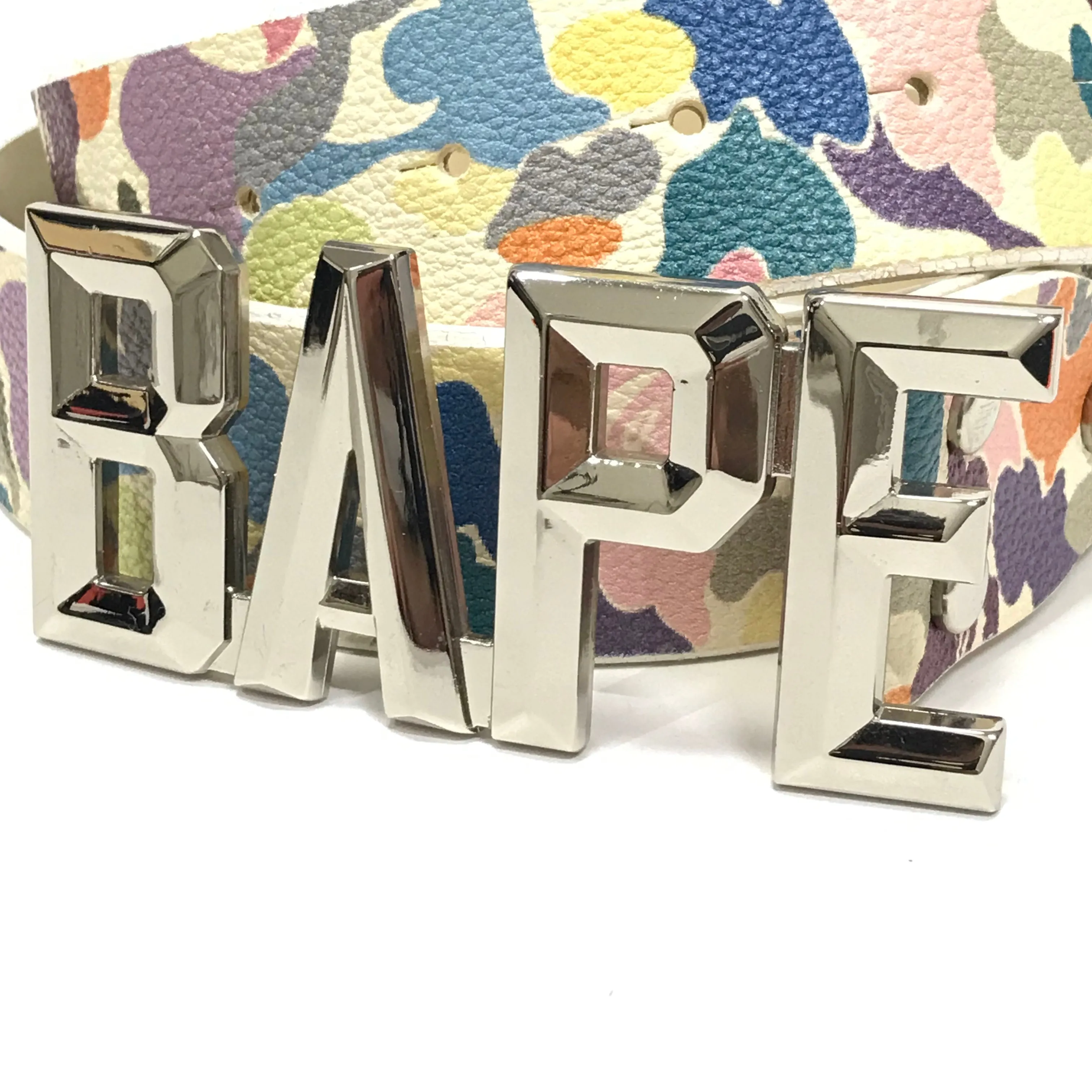 [L] A Bathing Ape Bape Vintage Multi Camo Leather Belt