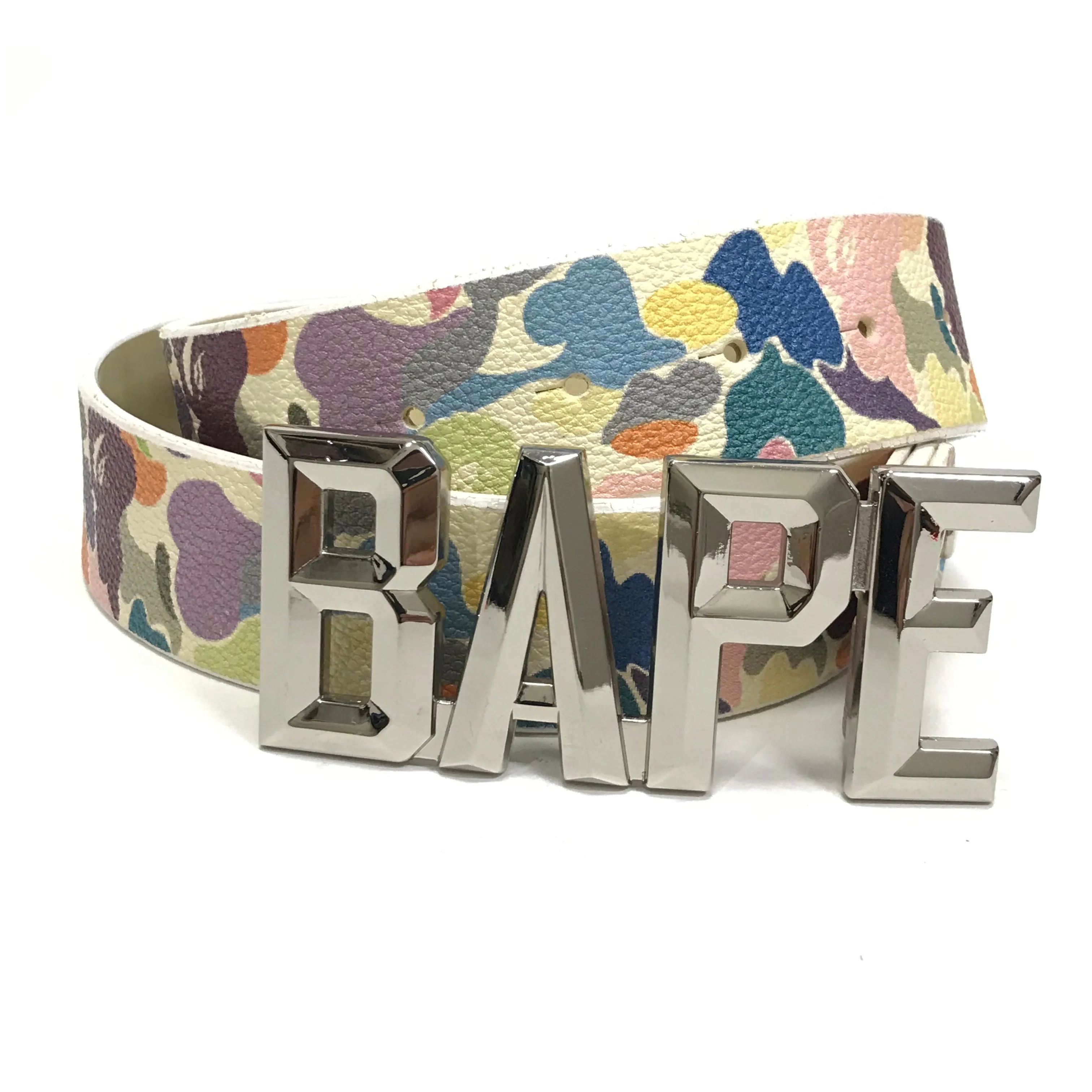 [L] A Bathing Ape Bape Vintage Multi Camo Leather Belt
