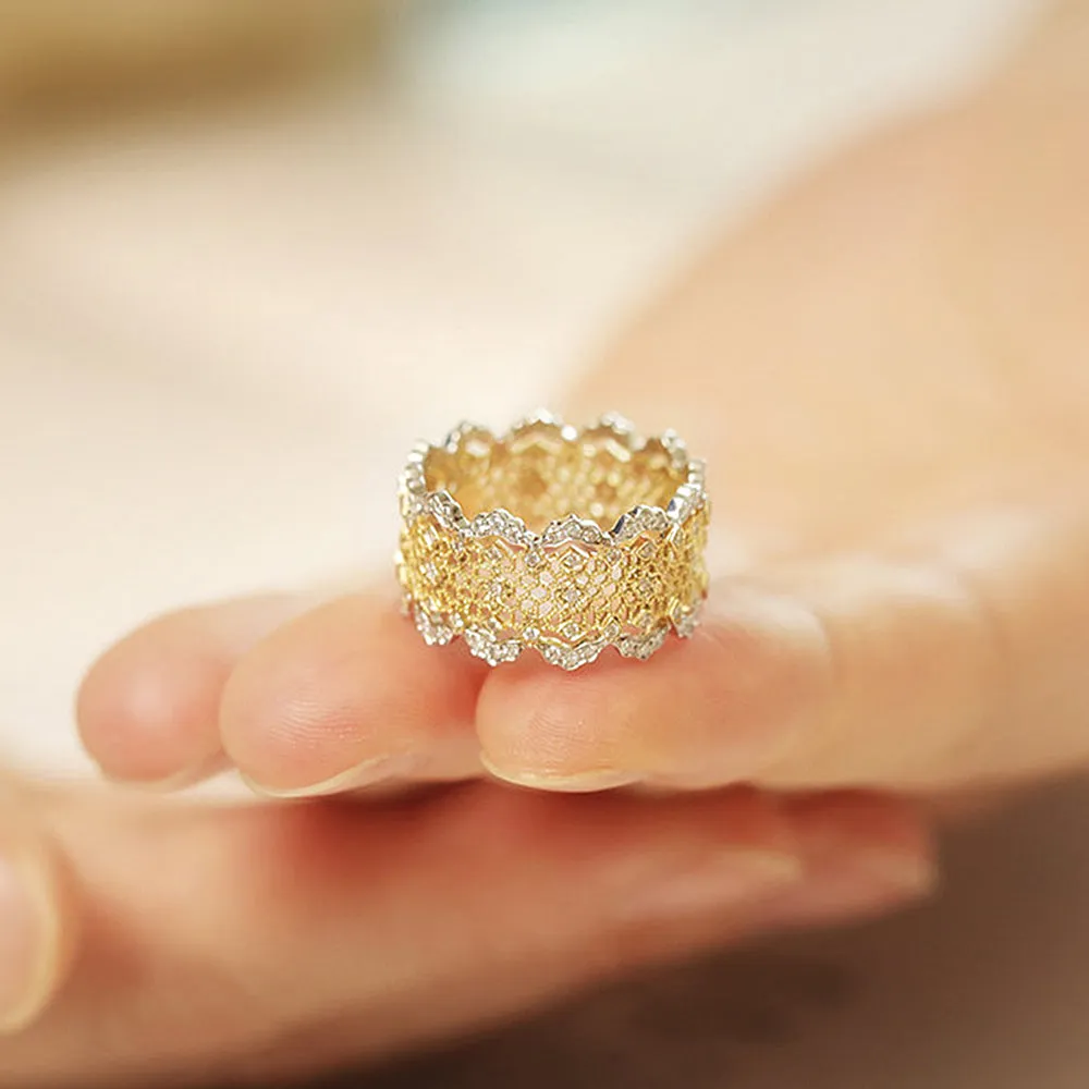 Lace Filigree Hollow Out Diamond Ring