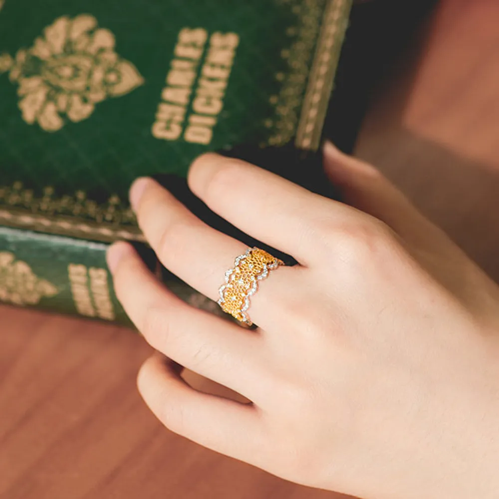 Lace Filigree Hollow Out Diamond Ring