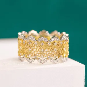 Lace Filigree Hollow Out Diamond Ring