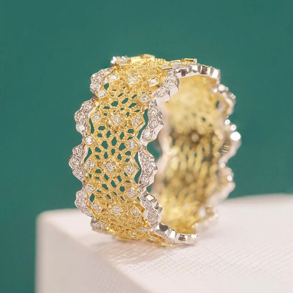 Lace Filigree Hollow Out Diamond Ring
