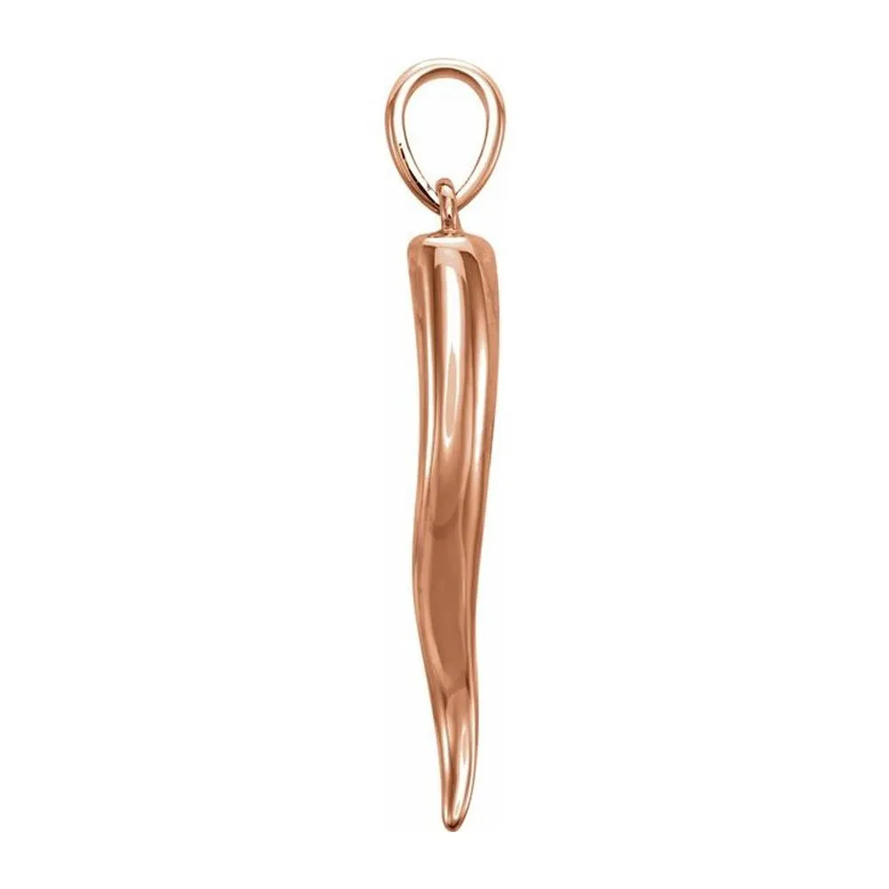 Ladies or Men's 14K Yellow, White, or Rose Gold Italian Horn Cornicello Pendant