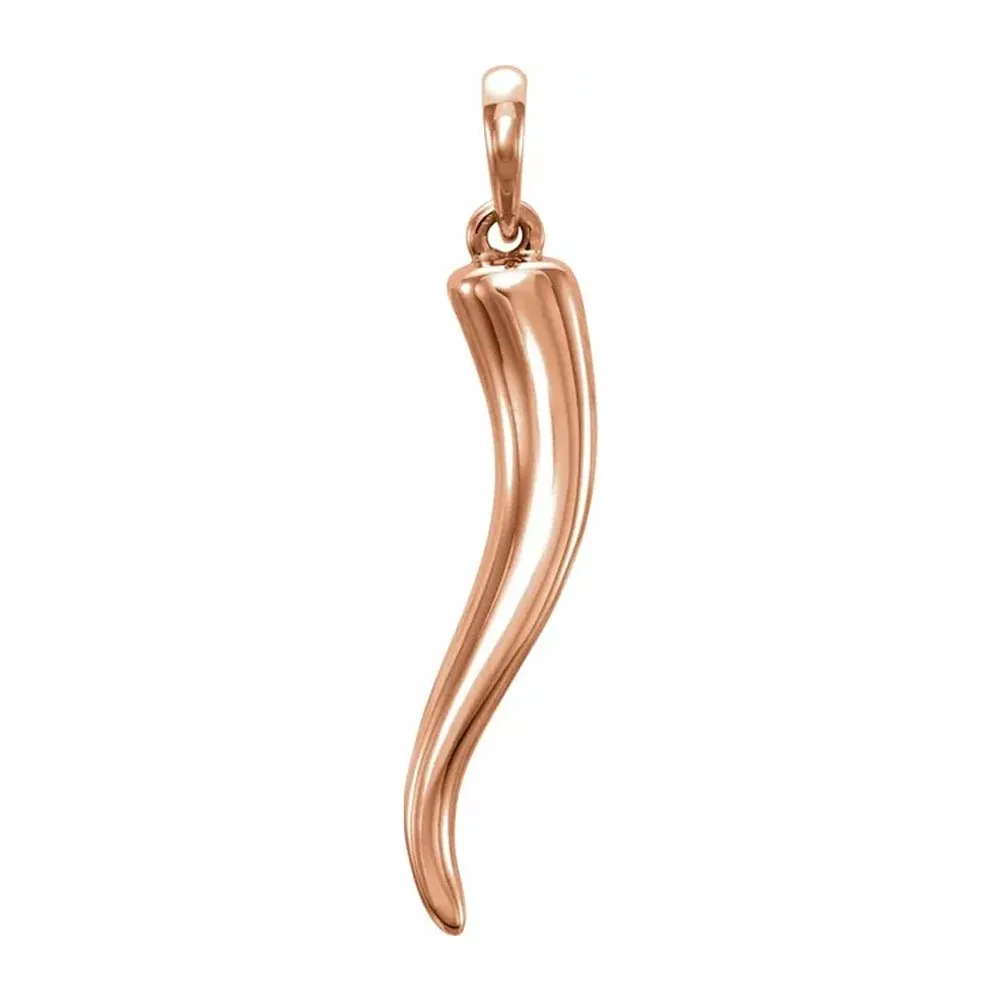 Ladies or Men's 14K Yellow, White, or Rose Gold Italian Horn Cornicello Pendant
