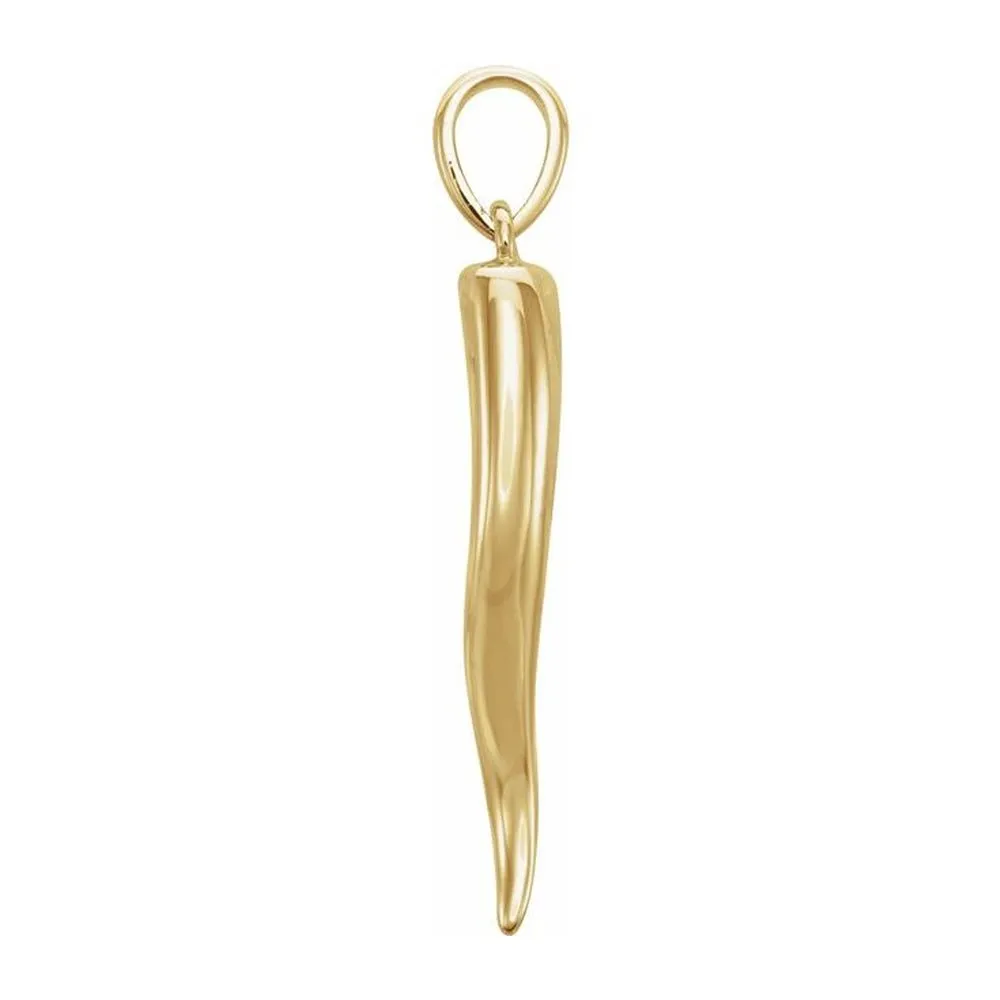 Ladies or Men's 14K Yellow, White, or Rose Gold Italian Horn Cornicello Pendant