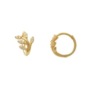 Leaf Branch Huggie Earring (14K)