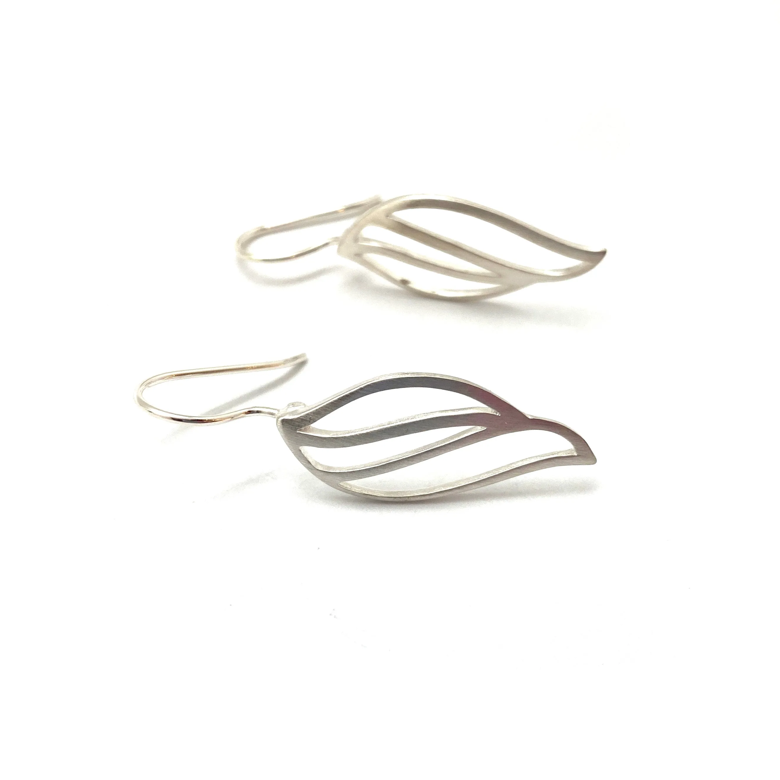 Leaf Cut Out Earrings - Silver