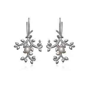 Leaf Pearl and Sterling Silver Earring