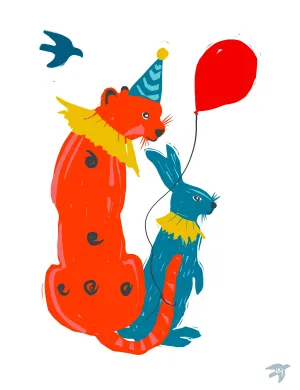 LEOPARD AND HARE ORIGINAL LIMITED EDITION ART PRINT FOR YOUR HOME