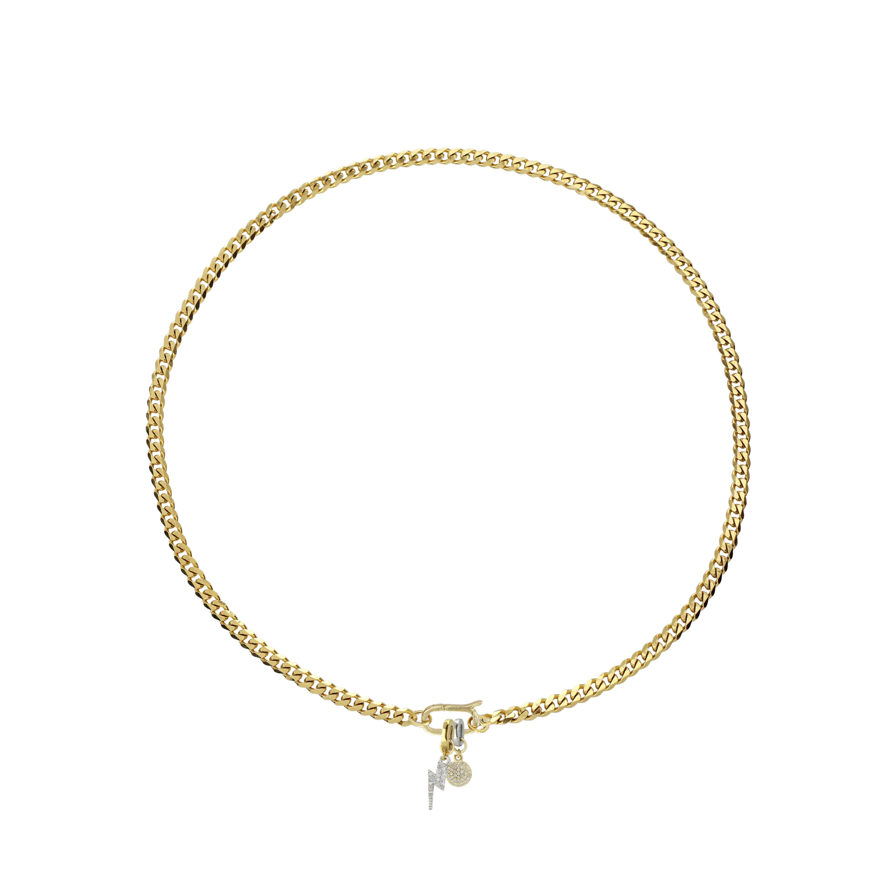 LINK CUBAN LIGHTNING CHARM NECKLACE