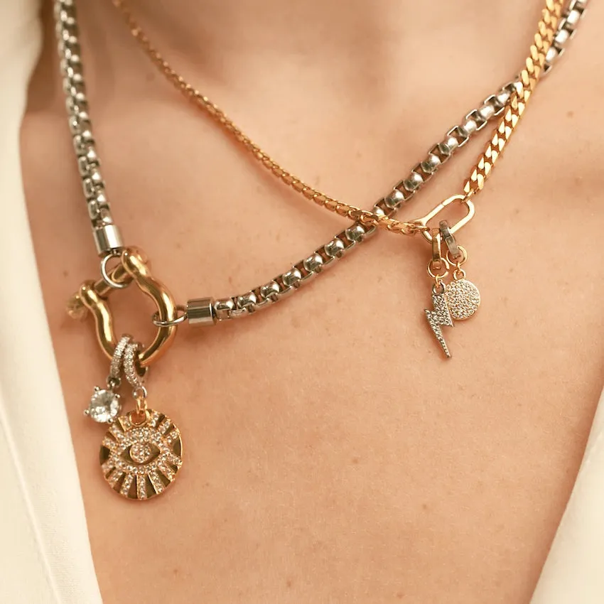 LINK CUBAN LIGHTNING CHARM NECKLACE