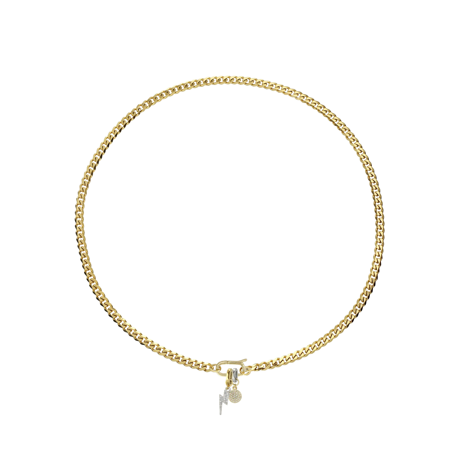 LINK CUBAN LIGHTNING CHARM NECKLACE