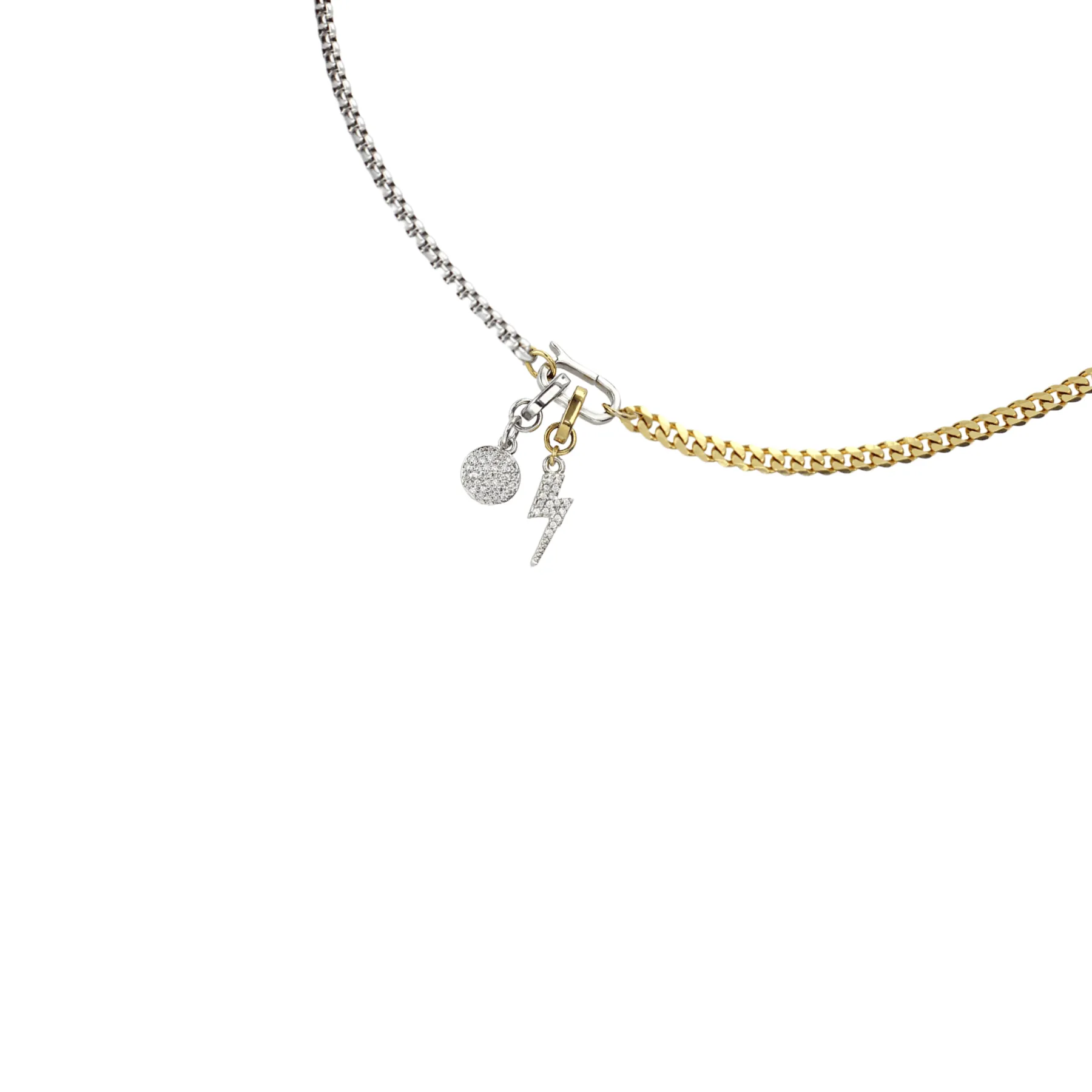 LINK CUBAN LIGHTNING CHARM NECKLACE