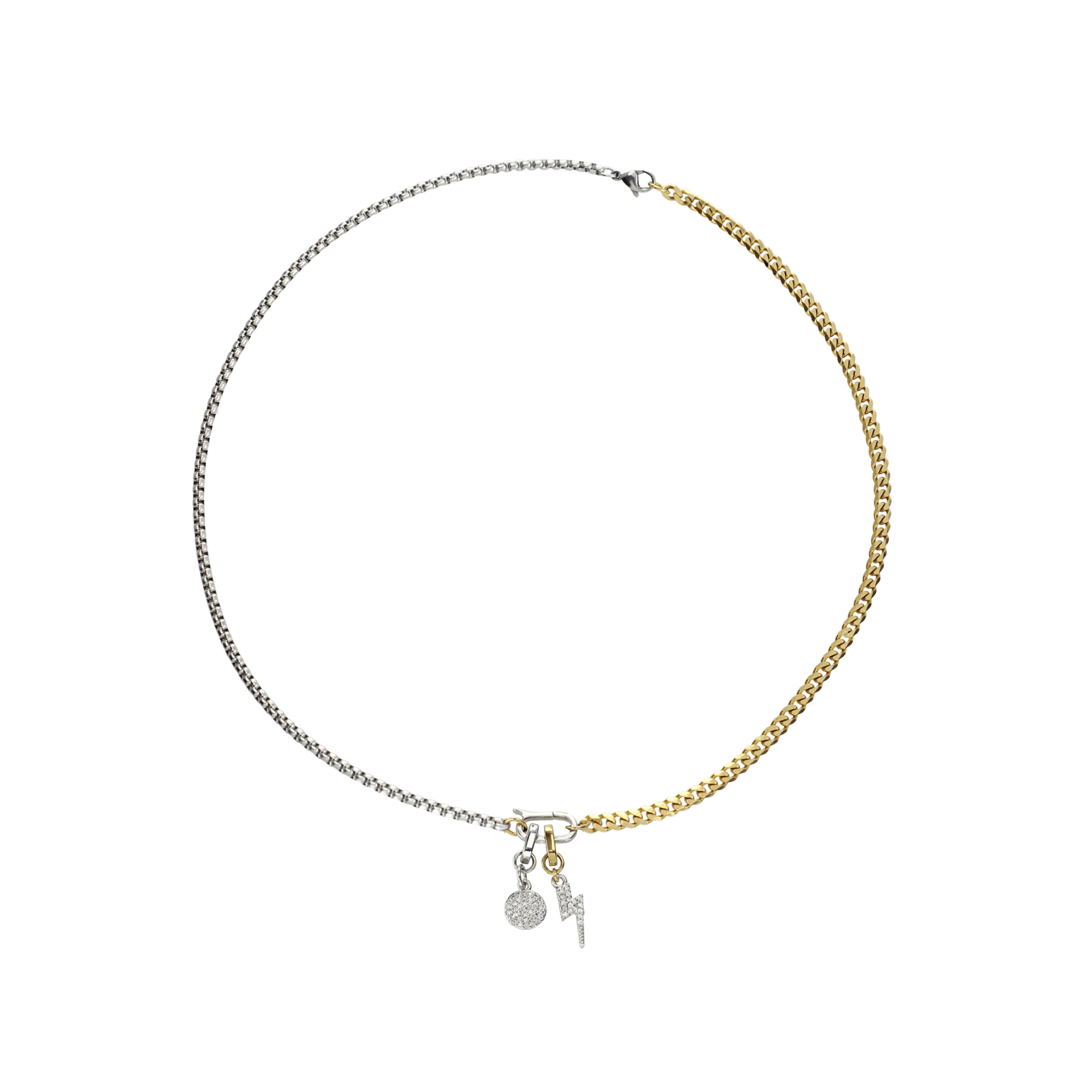 LINK CUBAN LIGHTNING CHARM NECKLACE