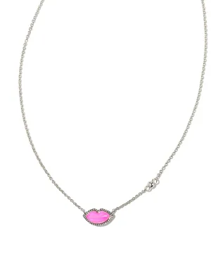 Lips Pendant in Silver Hot Pink Mother of Pearl