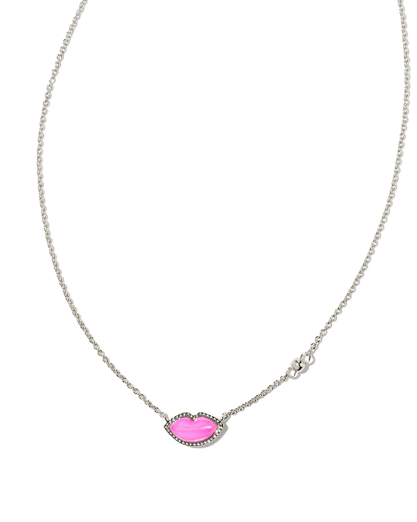 Lips Pendant in Silver Hot Pink Mother of Pearl