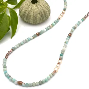 Long Amazonite Pearl Mermaid Bead Necklace