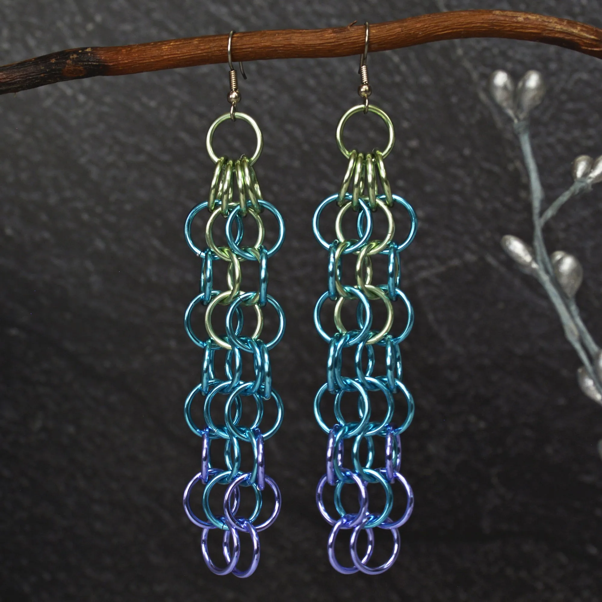 Long Mesh Earrings - Cosmic Unicorn