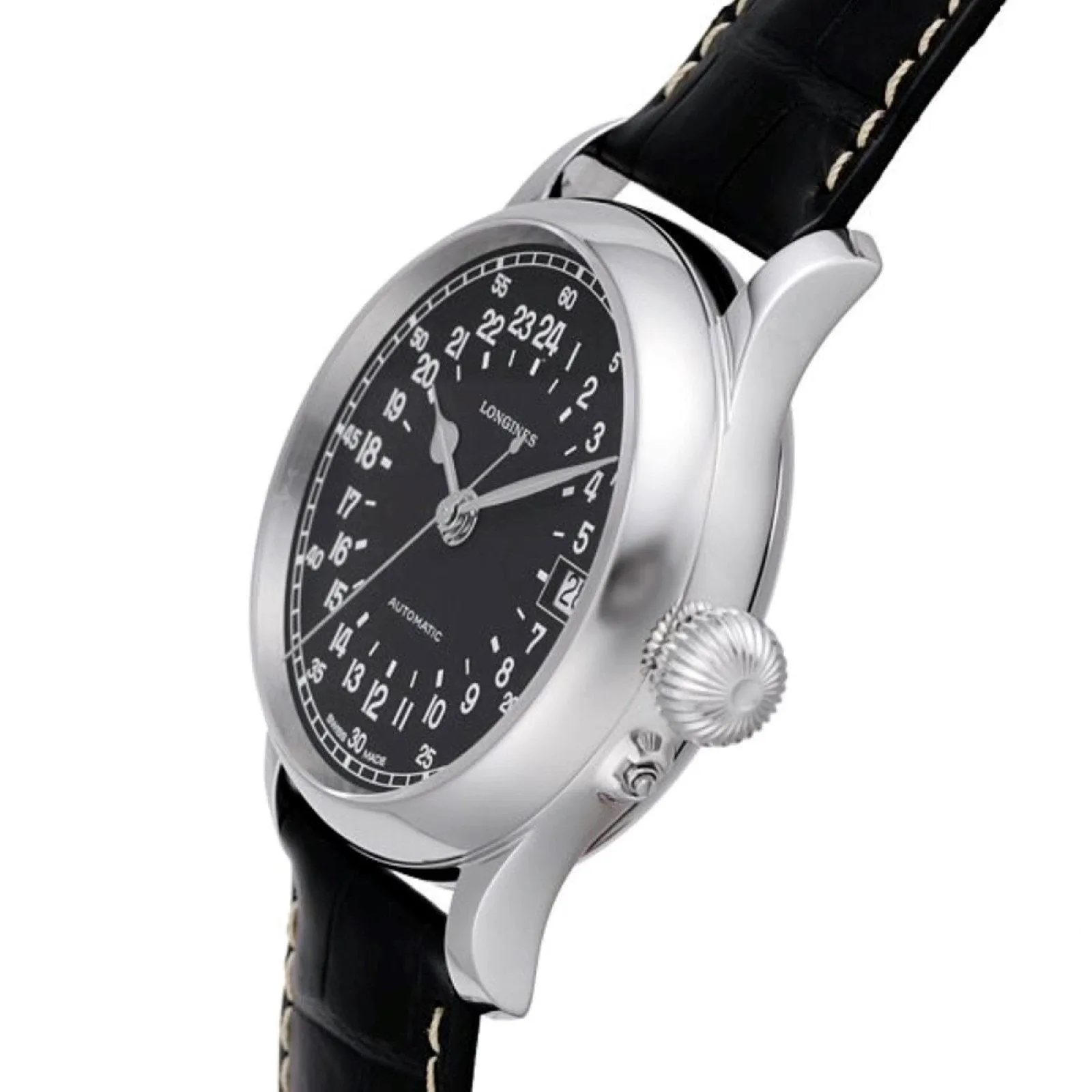 LONGINES TWENTY-FOUR HOURS 47.50MM BLACK WATCH AUTOMATIC STEEL L2.751.4.53.4