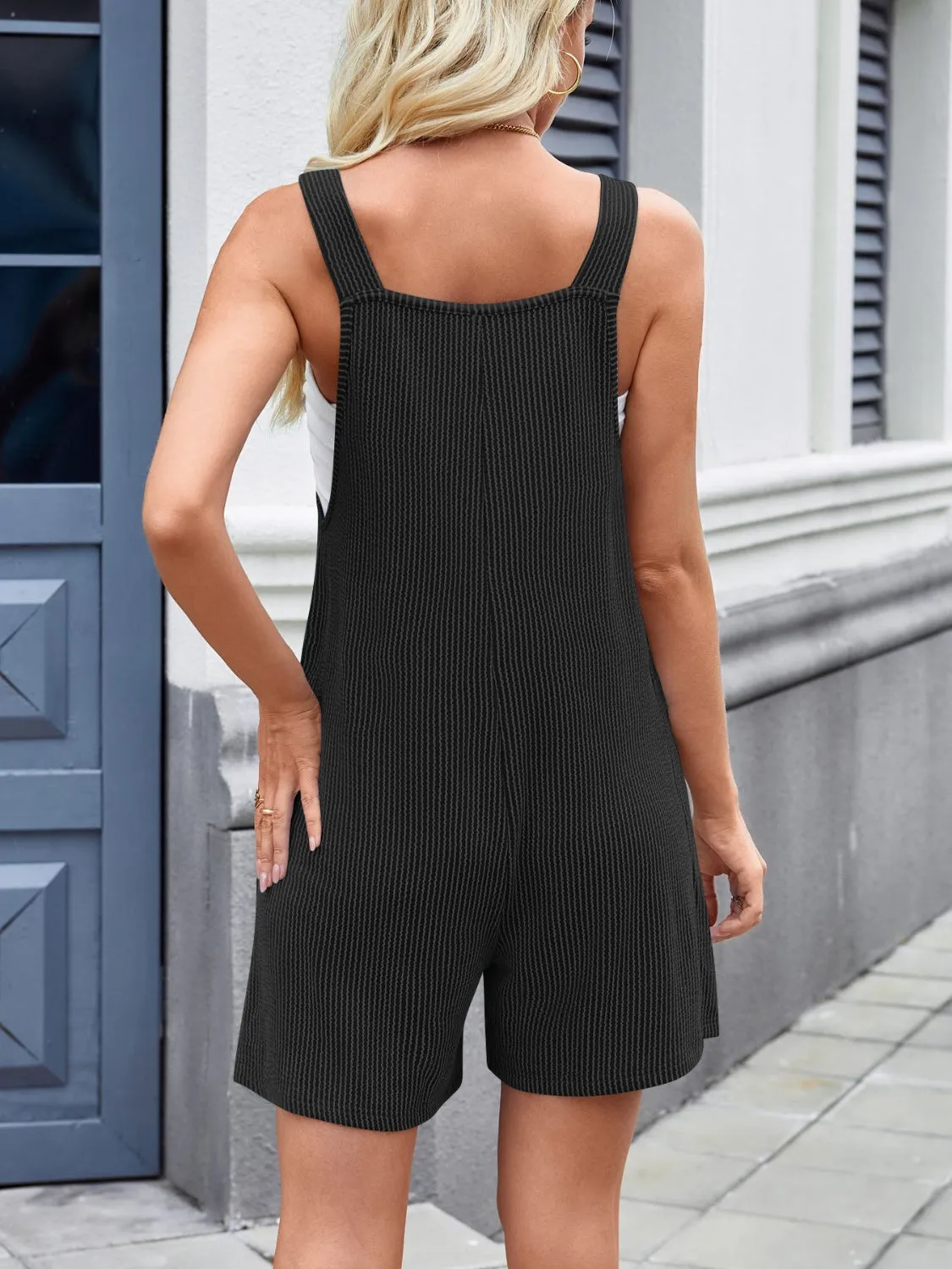 Lovelet Knotted Wide Strap Scoop Neck Overalls