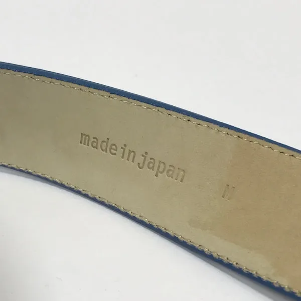 [M] A Bathing Ape Bape Nested Logo Plaid Leather Belt Blue