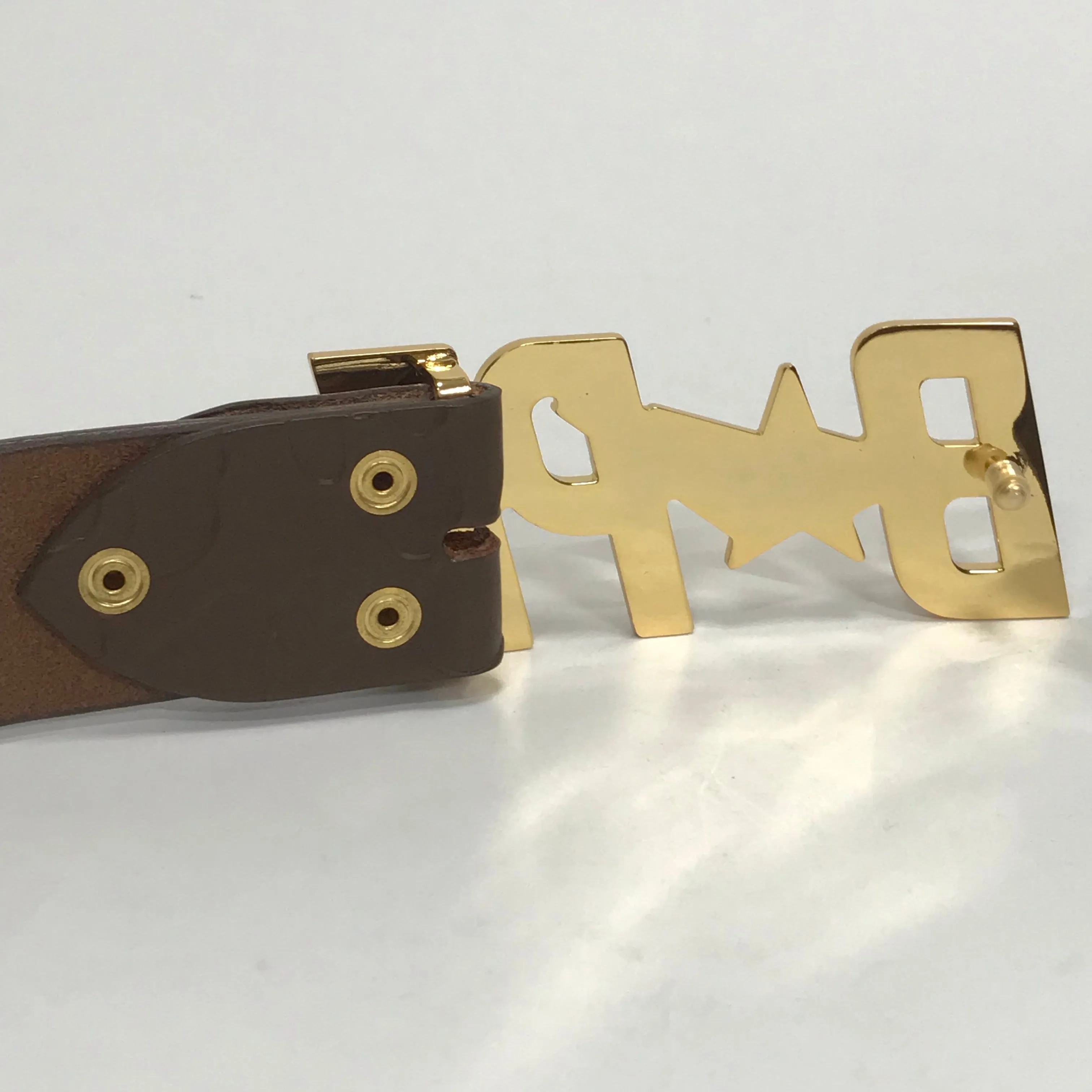 [M] DS! A Bathing Ape Bape Embossed Camo Leather Belt Brown/Gold