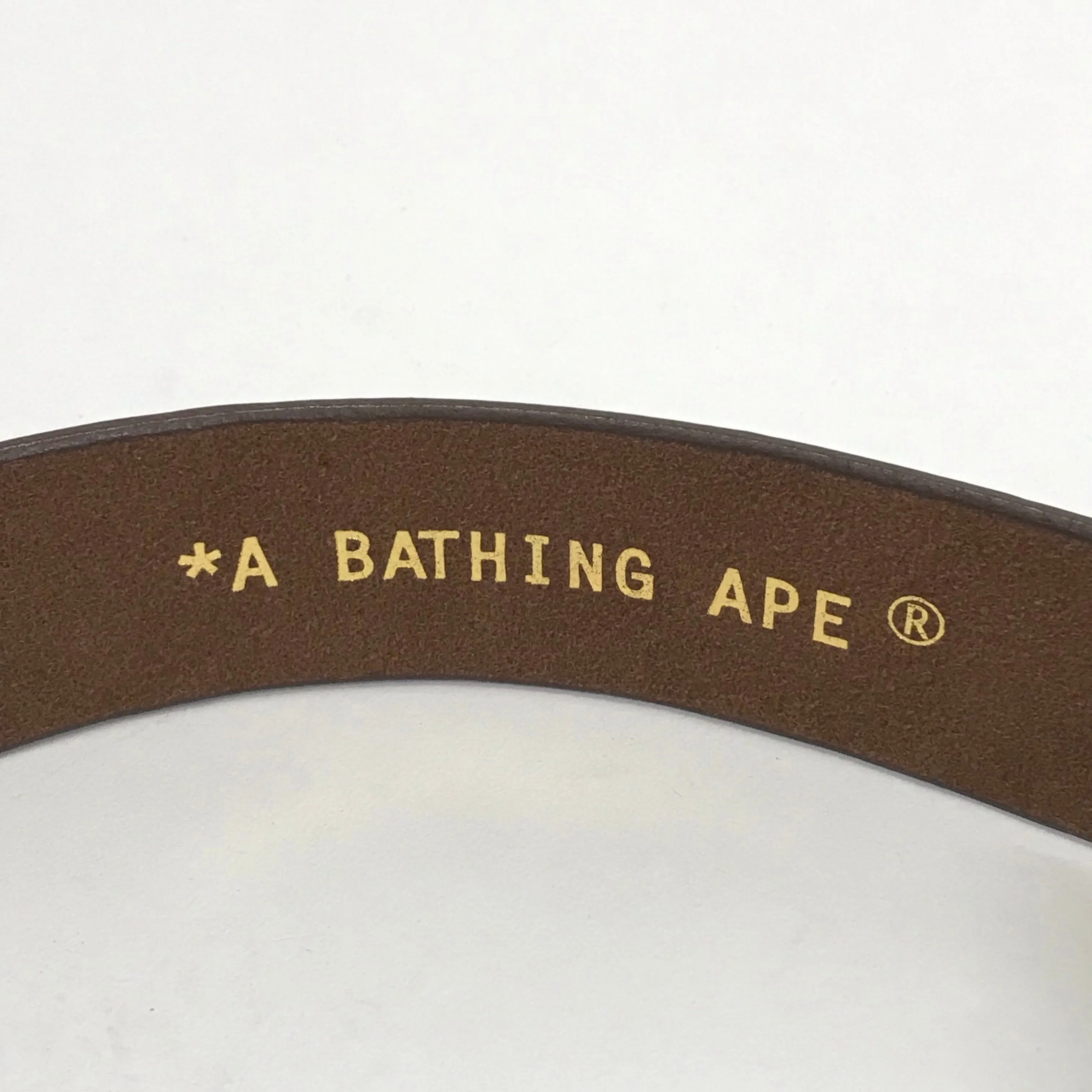 [M] DS! A Bathing Ape Bape Embossed Camo Leather Belt Brown/Gold