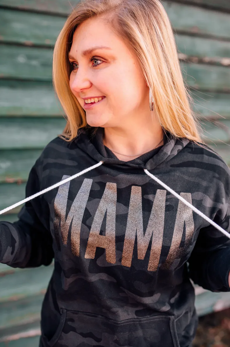 MAMA Bold © Unisex Hoodie BLACKOUT (Black Camo   Black Glitter)