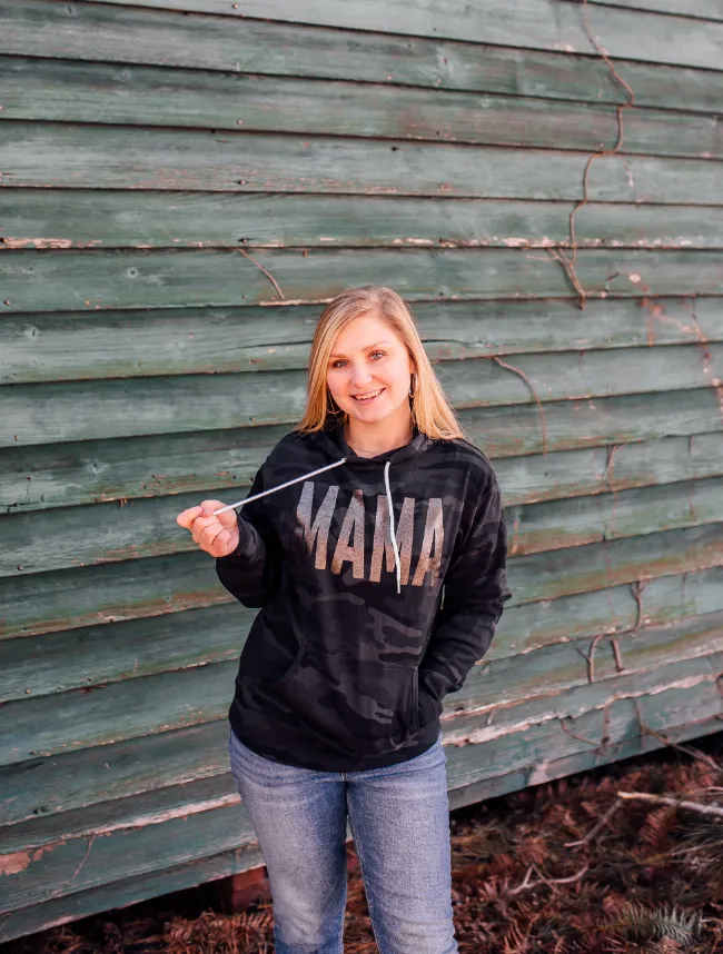 MAMA Bold © Unisex Hoodie BLACKOUT (Black Camo   Black Glitter)
