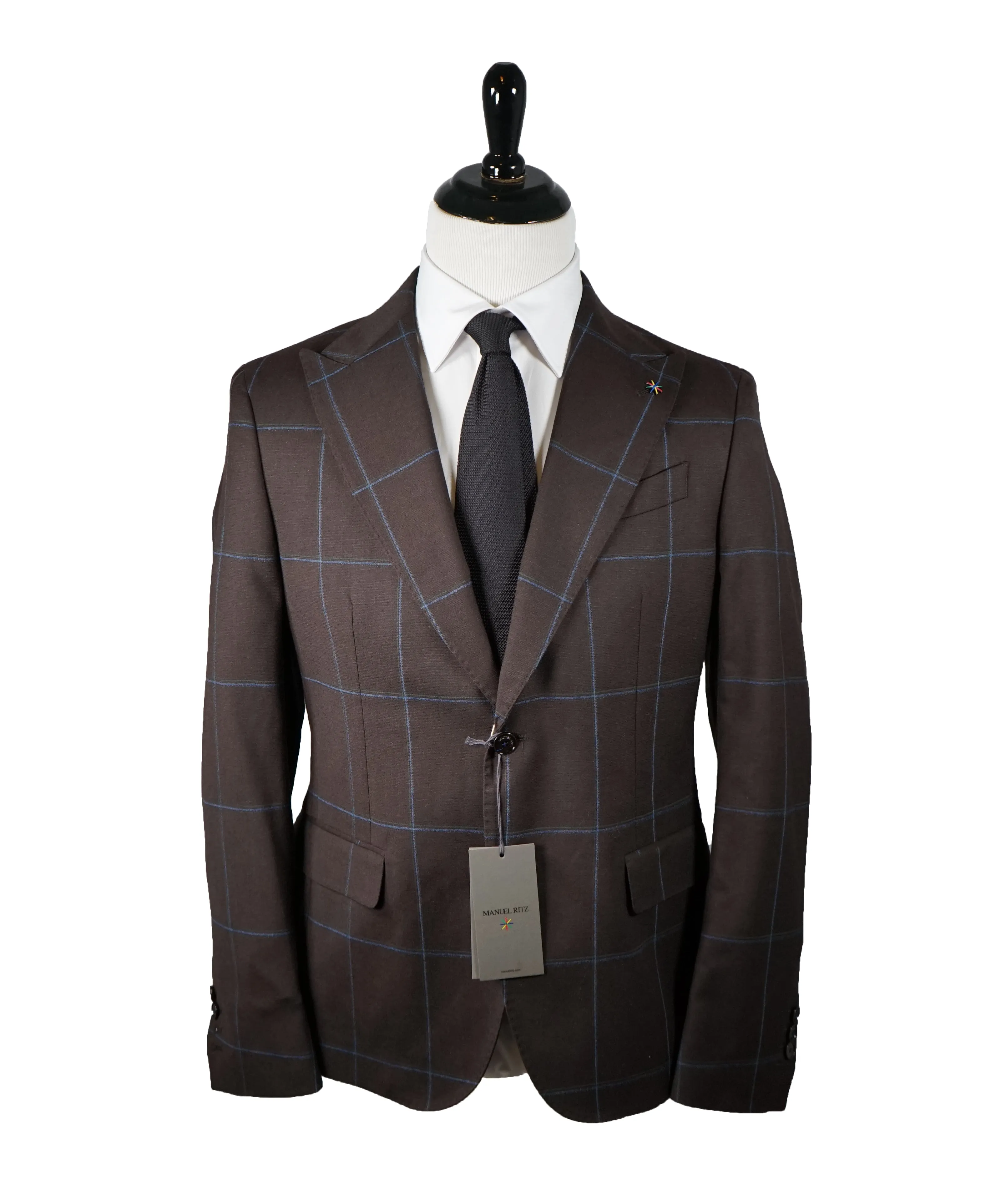 MANUEL RITZ - Wide Peak Lapel Bold Windowpane Suit - 40S