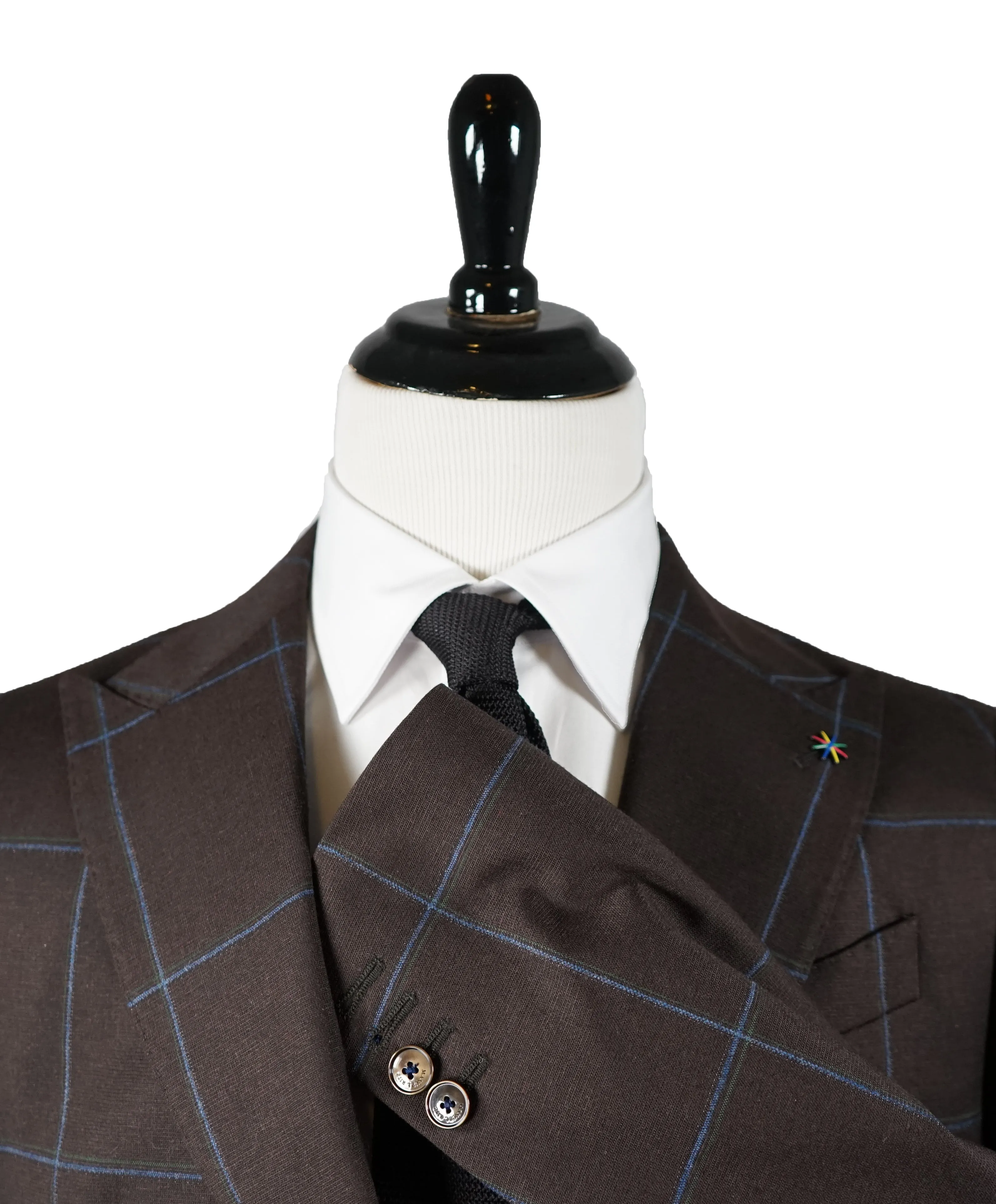 MANUEL RITZ - Wide Peak Lapel Bold Windowpane Suit - 40S