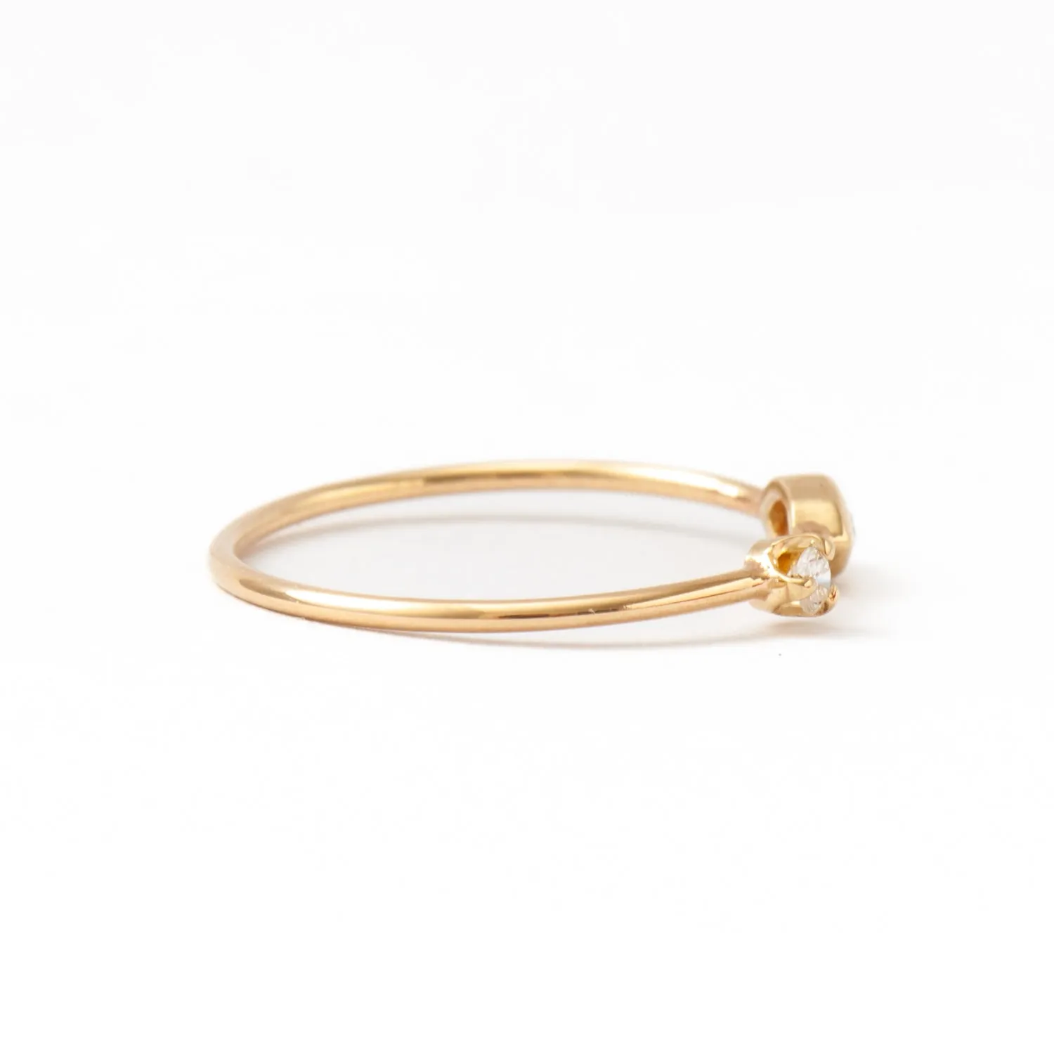 Marquise & Round Diamond Thin Band Ring