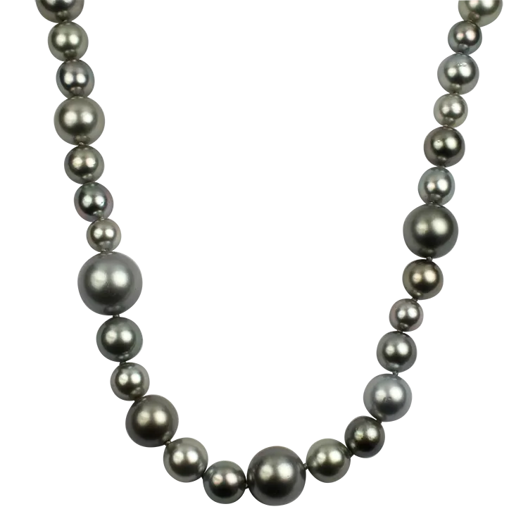 Mastoloni 18k White Gold Black Tahitian Pearl Strand Necklace 18"