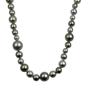 Mastoloni 18k White Gold Black Tahitian Pearl Strand Necklace 18"
