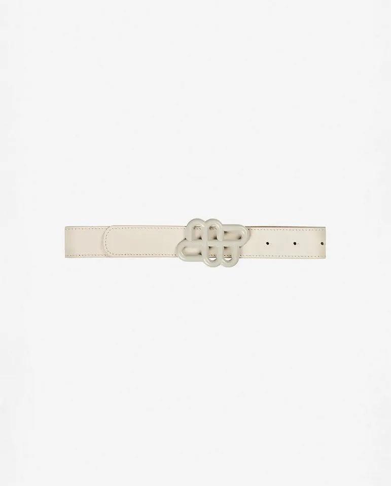 Matter leather Belt Creme